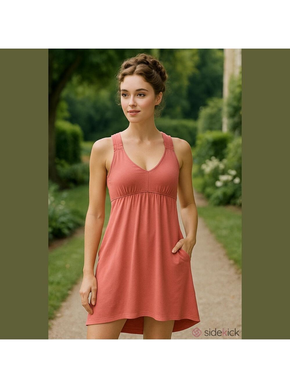 Athleta Babydoll Dress Pink Soft & Comfy With Pockets Style #819724 Assymetrical